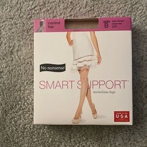 No Nonsense Smart Support Control Top Bare Bisque Sheer Toe Pantyhose - Size B